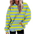 thumbnail image 1 of WTXUE Hoodies Pullover Ribbed Long Sleeve Tops Oversized Hoodies Striped Plus Size Long Sleeve Sweaters Pullover Fall Clothes with Pocket Dressy Sweaters Lightweight Pullover Tunic Sweatshirt Green M, 1 of 4