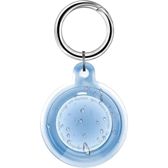 IPX8 Waterproof AirTag Holder Keychain Case for Apple AirTags Luggage Dog Collar Keys Anti Scratch Full Body Protective Cover Blue Stylish Accessories
