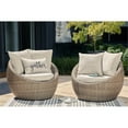 Ashley Furniture Danson Outdoor Fabric Swivel Lounge in Dark Brown (Set of 2)