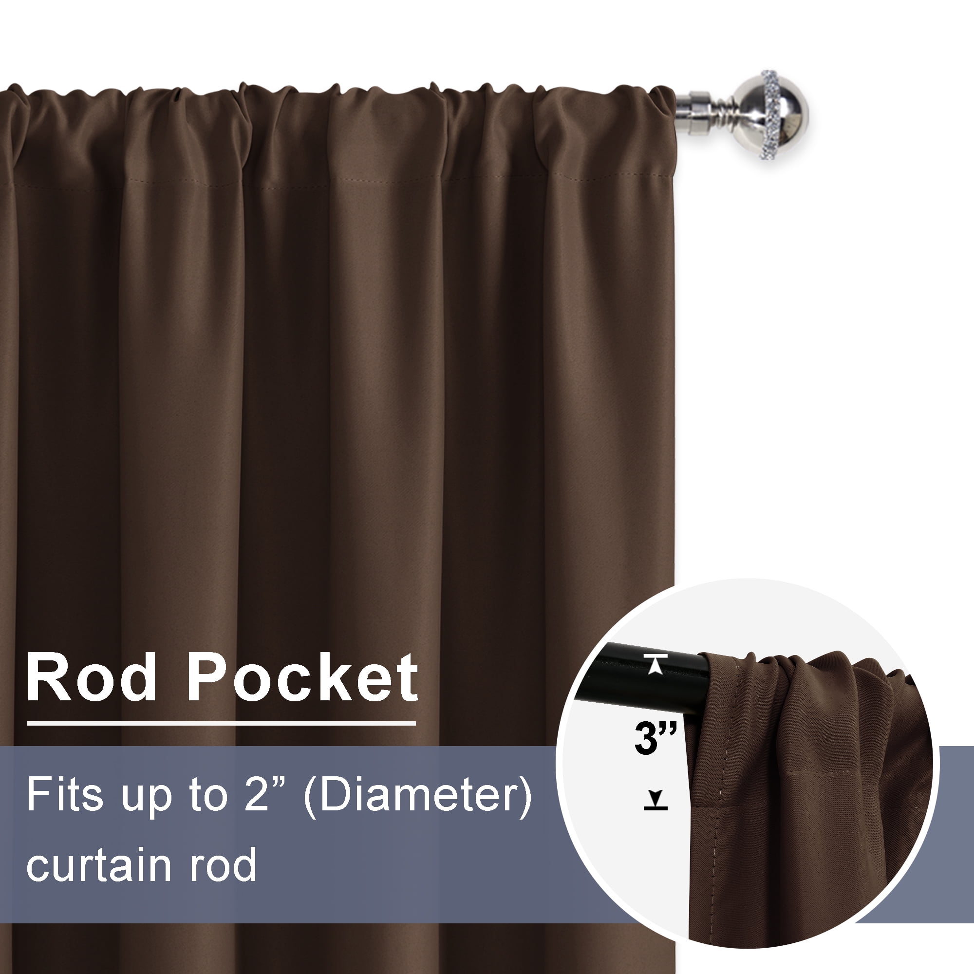 JIUZHEN Short Curtains Half Window Curtains for Bedroom - Cafe Room Darkening Privacy Energy Saving Blackout Curtain Panels for Bathroom, Set of 2 Panels with Tiebacks, 38 x 45 Inch Length, Brown