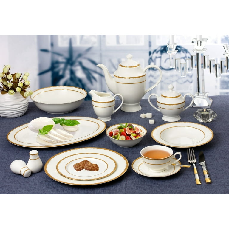 57 Piece Dinnerware Set-New Bone China Service for People-Sonia