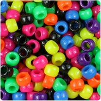BeadTin Hot Kandi Multi 9mm Barrel Pony Beads (500pc)
