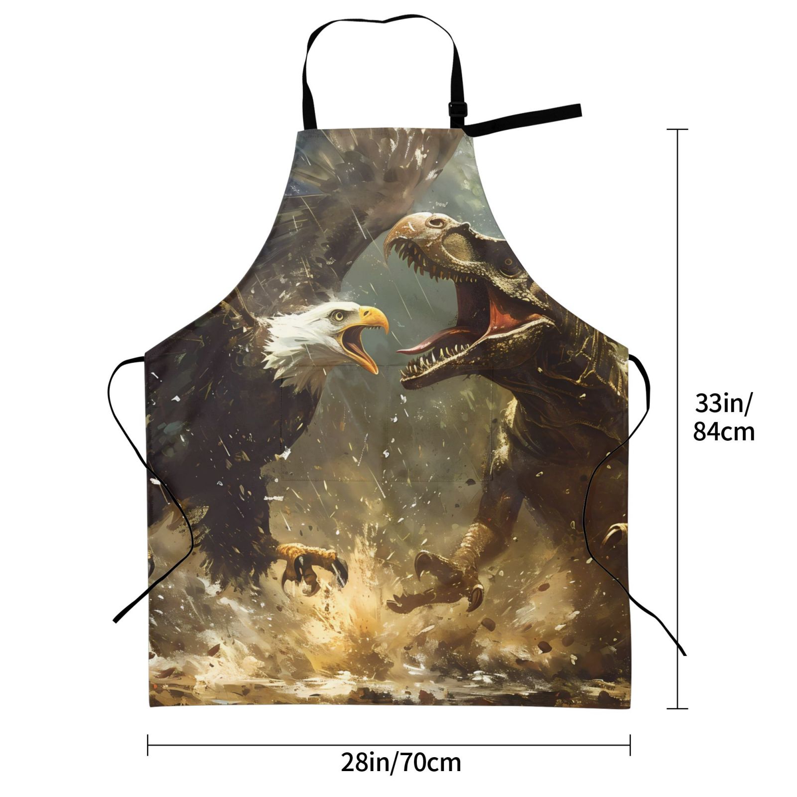 Kdxio Dinosaur Bald Eagle Apron with Pockets Adjustable Kitchen Aprons for Men Women Waterproof Aprons for Cooking,Drawing,Crafting, Baking Household Cleaning