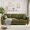 Green, variant on 85-Inch 3-Seater Faux Leather Sofa with Deep Seats, Wide Armrests, Back Cushions, Wood Legs & 2 Throw Pillows for Living Room or Office