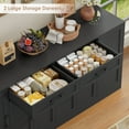 thumbnail image 7 of Hiphuta 70.8"W Large Buffet Cabinet with Storage, Modern Farmhouse Sideboard with 6 Doors, Coffee Bar for Kitchen Dining Room Living Room, Black, 7 of 7