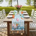 thumbnail image 4 of Table Runners 90 Inches Long Dress Scarves, Easter Farmhouse Coffee/Dining/Kitchen Table Runner for Living Room, Blue Truck Eggs Bunny Checkered Farmhouse 13x90 Inch, 4 of 9