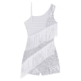 thumbnail image 6 of Lejafay Women Sequins Fringed Latin Leotard Jazz Tango Samba Dance Costume White XL, 6 of 7
