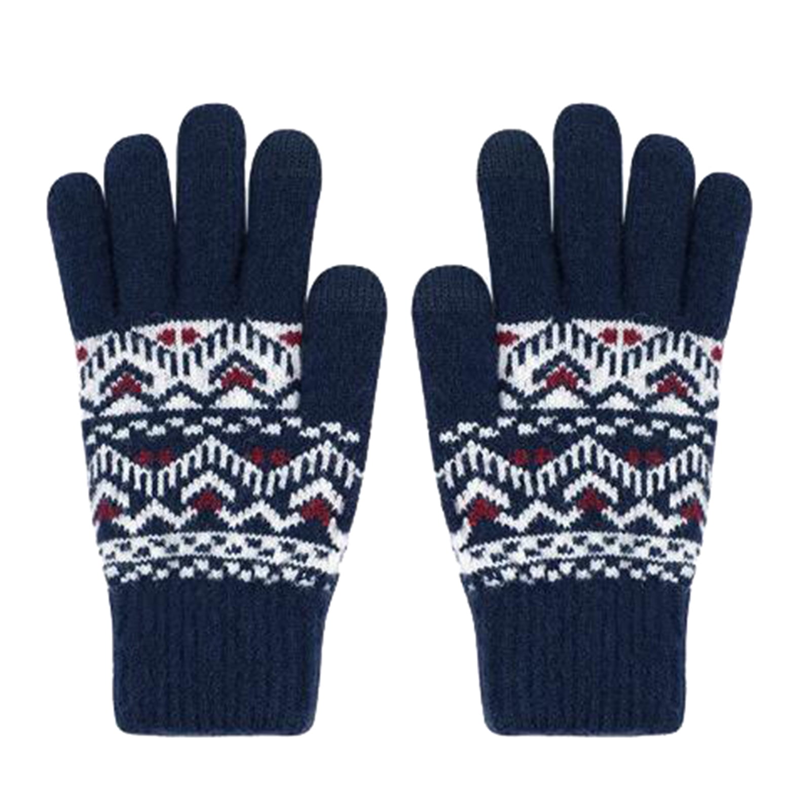 Meokro Autumn Winter Warm Touch Screen Knitting Gloves Christmas Snowman  Snow Printing Plush Thickened Gloves Cycling Gloves
