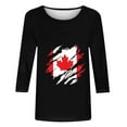 thumbnail image 2 of vdgthytj Fête du Canada T-Shirt à Manches 3/4 pour Femmes, Feuille d'Érable Imprimée, T-Shirt d'Été Basique à Manches Courtes, Hauts Décontractés, Blouse à Col Rond, 2 of 4