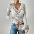 thumbnail image 4 of Women's Floral Embroidery Eyelet Lace Crew Neck Long Sleeve Top, 4 of 8