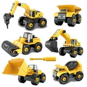 Joyreal Take Apart Construction Truck Toy for Boys Age 3 4 5,6 in 1 Vehicle Set for Kids DIY Educational Gifts for Girls