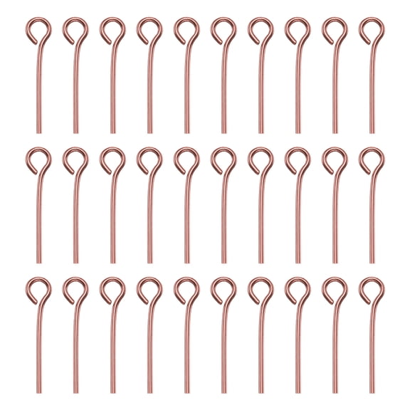 100pcs Open Eye Head Pins 0.63" 16mm Mini Metal Wire Eye Pins for Jewelry Making, Rose Gold