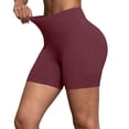 thumbnail image 2 of ClodeEU Women's High Waisted Breathable 3" Athletic Shorts,Lightweight Workout Yoga Shorts Wine,Womens Plus L, 2 of 7