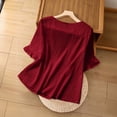 thumbnail image 6 of MAFYTYTPR Women's Plus Size Crinkle Textured Blouse with Ruffle Cuffs Round Neck 3/4 Sleeve Solid Color Spring Summer Casual Tops XL-5XL, 6 of 8