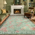 thumbnail image 5 of Lahome Decor 6'x9' Boho Floral Area Rug 6x9ft Washable Rugs for Living Room,Vintage Girls Rugs for Bedroom Ultra-Thin Non Slip Nursery Rug Girl Carpet for Playroom Dining Room Nursery,Green, 5 of 10