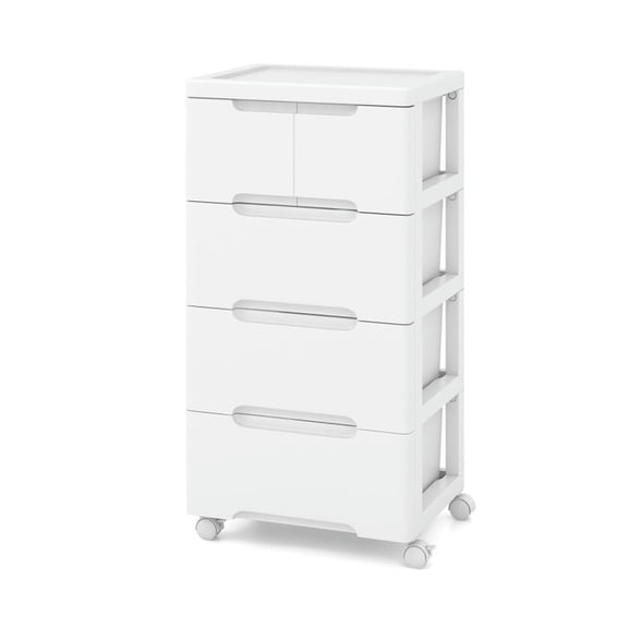 Spaco Rolling Storage Cabinet with Universal Wheels and 5/6/7 Drawers-5 Drawers, for Small Spaces, Bathroom, Living Room, Laundry