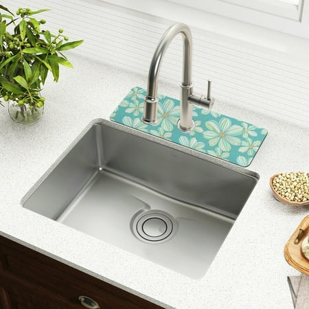 

Faucet Mat for Kitchen Sink 15 Sink Splash Guard Mat Super Absorbent Fast Drying Drain Pad Watercolor Daisy Flowers 2 Pack