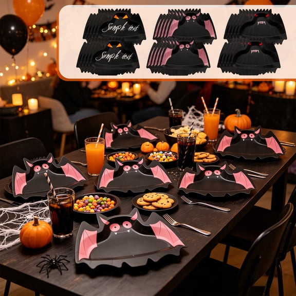 10PCS Bat Shaped Paper Plates Disposable Party Plates, Multicolor Spooky Dinnerware, Halloween Themed Party Supplies for Holiday Gatherings, Lazyguy