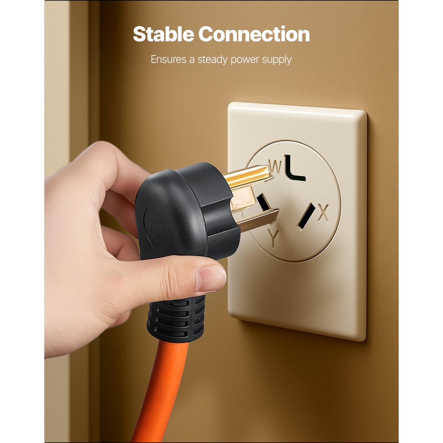 KFFKFF Dryer Extension Cord 50 ft Copper 30A Black, 1 x Black Non-Woven Fabric Bag,1 x PVC Cable Tie