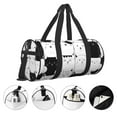 thumbnail image 5 of Xecao Doodle Cute Cat print Round Travel Duffel Bag is a foldable gym bag with an inner pocket, perfect for travel sports, 5 of 8