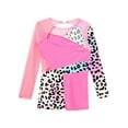 thumbnail image 4 of YONGHS Kids Girls Long Sleeve Leopard Print Gymnastic One Piece Leotards Dance Sports Costume Pink Leopard 4, 4 of 5