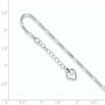 thumbnail image 2 of 925 Sterling Silver 2mm Polished Heart Chain Anklet with 1in Extender Length, 2 of 2