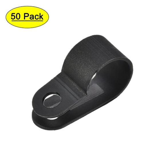 Cable Clips Wire Holder R Type Clamp 12.7mm Fastener for Home Office Cords Management Black 50Pcs
