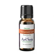 ArOmis Organic Cinnamon Leaf Essential Oil - 100% Pure Therapeutic Grade - 10ml (.34 Fl Oz), Undiluted, Premium, Oils Perfect for Aromatherapy Diffuser