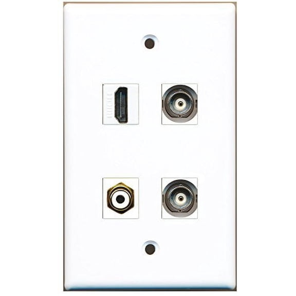 RiteAV - 1 Port HDMI 1 Port RCA White 2 Port BNC Wall Plate