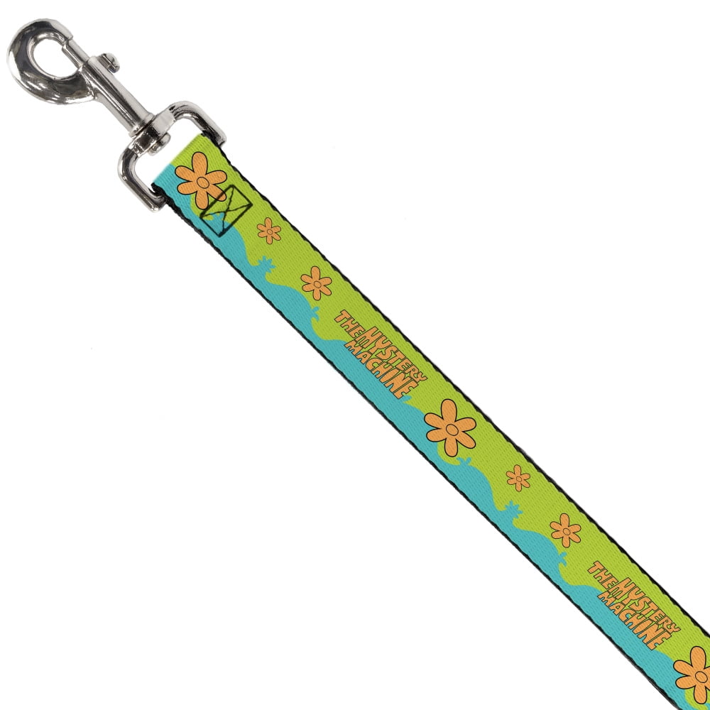 Scooby Doo Pet Leash, Dog Leash, Scooby Doo The Mystery Machine Paint Job Green Aqua Orange, 4 Feet Long 1.0 Inch Wide