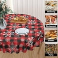 thumbnail image 4 of Christmas Round Table Cloth \u2013 Washable Buffalo Check Snowflake Holiday Tablecloth Decorative Table Cover for Banquet Party Kitchen Dining Room, 60 Inch, 4 of 6