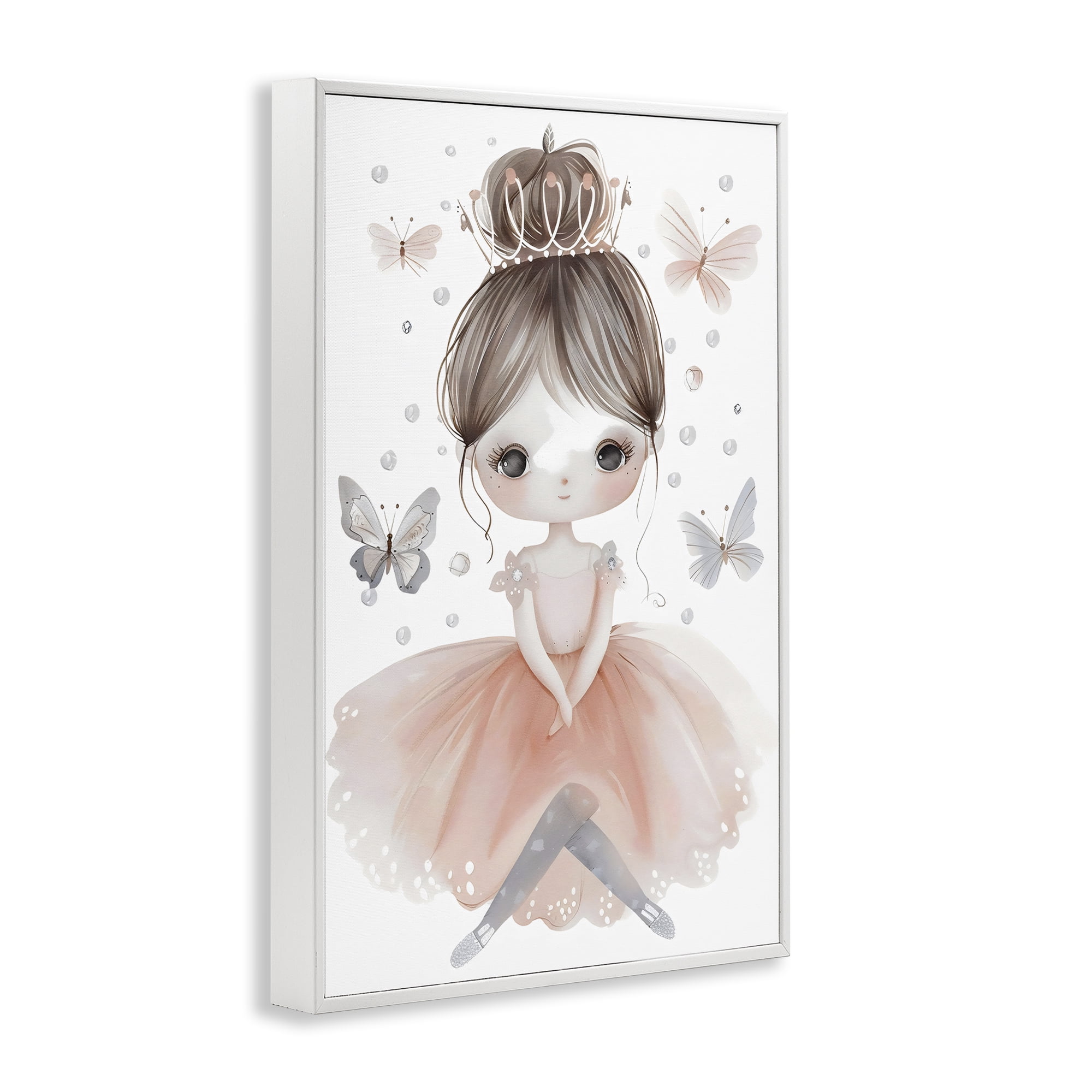 Stupell Industries Sweet Butterfly Fairytale Princess White Framed Giclee Art, design by Creative Studio