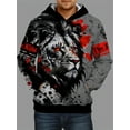 thumbnail image 6 of Men's 3D Lion Graphic Hoodie, Slightly Stretchable Breathable 3D Printed Hooded Sweatshirt for Outdoor Activities, Men's Clothing, 6 of 9