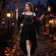 thumbnail image 2 of UDAUDU Women's Witch Halloween Dress Renaissance Vintage Gothic Dress Medieval With Trumpet Sleeves Halloween Party Costume Black XL, 2 of 7