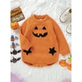 thumbnail image 2 of Infant Baby Boy Girl Halloween Clothes Pumpkin Face Sweater Romper Long Sleeve Bodysuit One Piece Fall Winter Outfit, 2 of 8