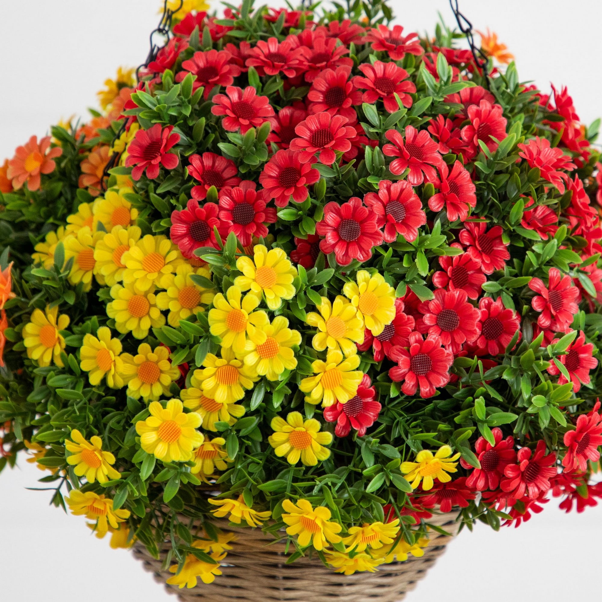 22in. UV Resistant Autumn Artificial Fall Mixed Daisy Hanging Basket (Indoor/Outdoor)