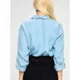 thumbnail image 4 of FashionMille Women's Soft V-neck Tencel Button Down Chambray Blouse Utility Shirts, 4 of 5