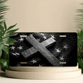 thumbnail image 6 of 1 Pcs 2D Flat License Plate Covers & Frames, Cross on American For Decorative Front, Waterproof For Decoration Aluminum License Plate Covers & Frames Cover For Men Women, 12" X 6", 6 of 7