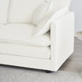 thumbnail image 5 of Williamspace 111.5" Sectional Sofa Couch, Mid-Century Modern Upholstered 3 Seater Sofa with 5 Toss Pillows, Deep Seat 4 Seat Chenille Fabric Sofa Furniture for Living Room Apartment, White, 5 of 6