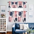 thumbnail image 2 of Pink Black Color Block Kitchen Curtains Valances and Tiers Set of 3 Nordic Leaf Abstract Tier Curtains and Valance with Rod Pocket for Small Windows, 27.5"x24", 2 of 9