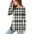 thumbnail image 6 of Boys Girls Plaid Long Sleeve Shirts Casual Crew Neck Loose Pullover Tops Soft Comfy Cute Sport Athletic Fashion Tunic Blouses (Black,3 Years), 6 of 6