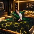 thumbnail image 4 of meiyoeat Neon Honeycomb Pattern Full Size Comforter Sets for Boys Girls, Geometric Hexagon Bedding Sets, Green Yellow, Black Reversible 3pcs, 1 Comforter and 2 Pillowcases, 4 of 6