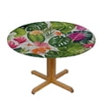 thumbnail image 3 of HAOXIT Leaf Tablecloth, Hawaiian Hibiscus Flower with Palm Tree Leaves Art Print, Dining Room Kitchen Round Table Cover, 3 of 8