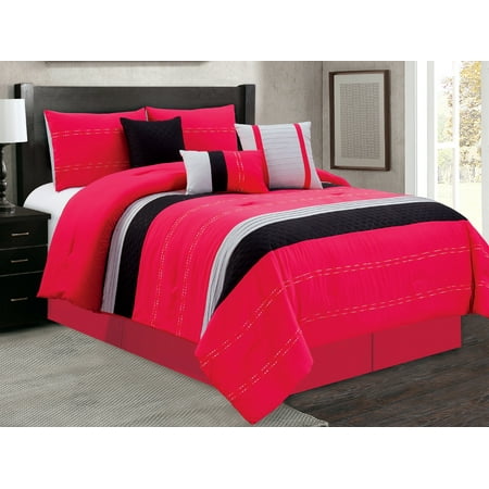 7 Pc Camden Modern Stripe Embroidery Pleated Chamshell Embossed