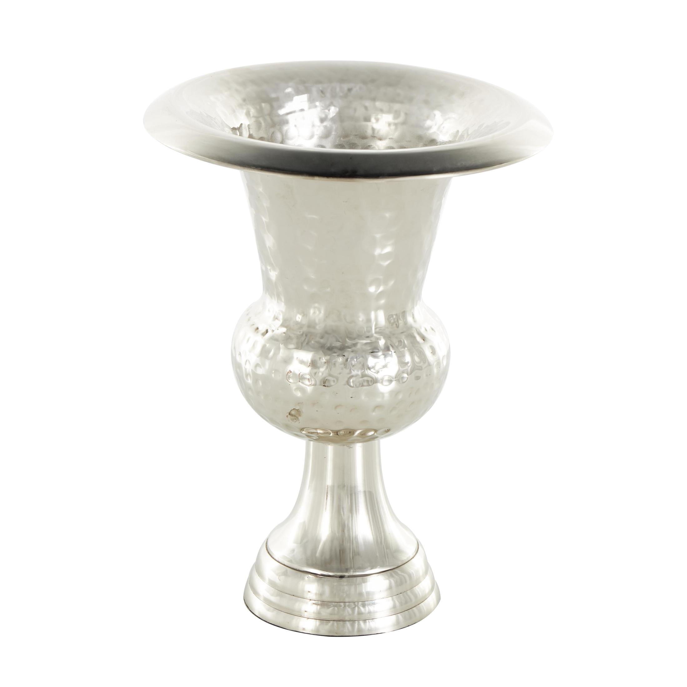 DecMode 11" Goblet Inspired Hammered Silver Aluminum Metal Vase
