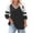 Black, variant on Plus Size Color Block V Neck 3/4 Sleeve Raglan T-Shirt Loose Casual Fashion Top, Khaki L