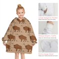 thumbnail image 6 of Brown Buffalo Pattern Blanket Hoodies for Kids 6-13YR Oversize Wearable Blanket Hoodies for Boys Girls Teens, 6 of 7