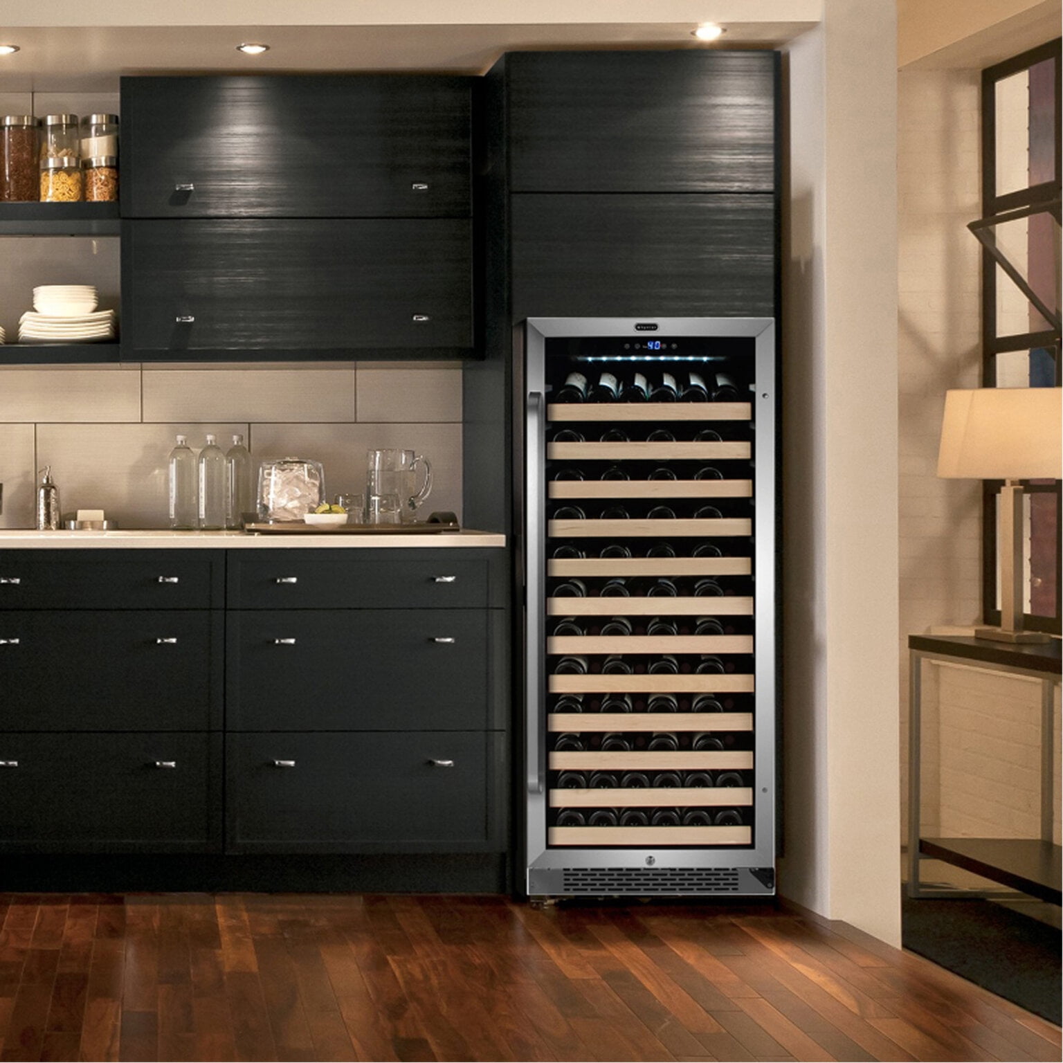 Whynter 100 Bottle 12 Shelf Built In Wine Refrigerator, Stainless Steel