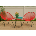 thumbnail image 5 of Barton 3-Piece Outdoor Acapulco All-Weather Patio Conversation Bistro Set With Plastic Rope, Glass Top Table & 2 Chairs - Burgundy, 5 of 9