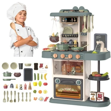 JVBTVB Kids Toy Kitchen Sets, Interactive Kids Kitchen Play Set with Lights and Music, 43PCS Pretend Kitchen Toys Realistic Sound Effects and Simulated Functionality Gifts for Toddler Aged 2-12 Years